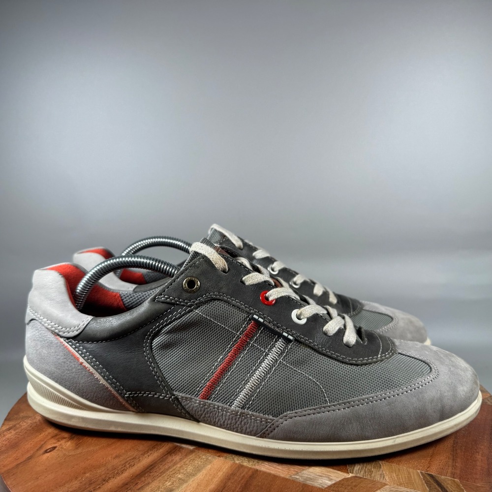 ECCO Grey Leather Suede Textile Lace Up Casual Sneakers Mens Size 44 US 10-10.5
